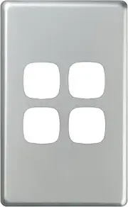 HPM Excel 4 Gang Light Switch Cover Plate, Matt Silver
