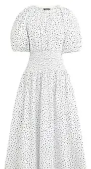 J Crew Puff Sleeve Smocked Midi Dress Size L NWT, orig. $168
