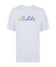 rainbow script logo print Tomboy T-shirt S,XS,M White