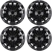 Jiawu Hubcaps, Set of 4, 16 Inch Wheel Hub Cover Replacement, Snap On R16 Hub Caps Set Wheel Rim Covers Universal for Cars Truck SUV, Protect Rim & Screws, Car Accessories (Black)