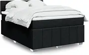 vidaXL Double Bed Frame with Mattress - Black Queen Box Spring Bed/Comfortable Polyester Fabric & LED Lights