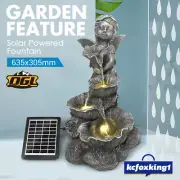 Fairy Water Fountain Garden Features w/LED Light Outdoor Indoor Solar Bird Bath