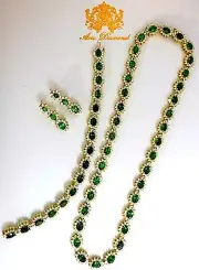 MAGNIFICENT 70.72CT NATURAL TSAVORITES DIAMOND BRACELET EARRINGS NECKLACE SUITE+