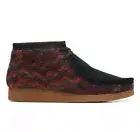 Men Clarks Shacre Ankle Moccasin Boots Size 10.5 Black Combi Red Gum 68472