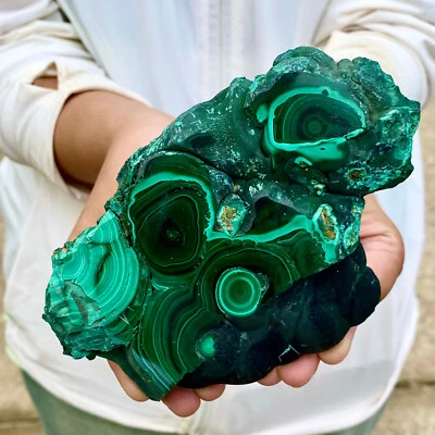 402G Natural Green Malachite Crystal Flaky Pattern Ore Specimen Quartz Healing