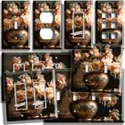 STILL LIFE WILD PINK FLOWERS METAL VASE LIGHT SWITCH OUTLET WALL PLATE ART DECOR