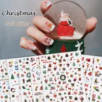 在飛比找蝦皮購物優惠-1 張聖誕自粘指甲貼紙聖誕老人雪花 Sno 適用於聖誕節指甲