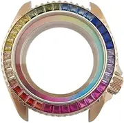 1pc 41mm Skx007 Color Diamond Case SKX007 SKX009 Screw in Crown Inlaid with Glass Case Fit NH35/NH36 Movement(NO.3)