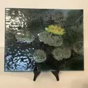 Monet’s Water Lilies Glass Art Panel G.O. Glassworks Waco, TX Rare