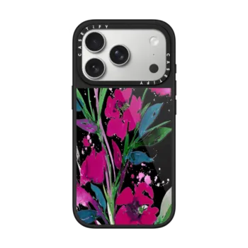 iPhone 17 Pro Glaze Case MagSafe Compatible POCKETFUL OF POSIES Magenta Pink Teal Green, Floral Watercolor Painting Flowers Colorful Art Girly Pretty Spring Summer Garden Whimsical Fuchsia Bold Transparent Chic Lovely Design