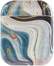 Air Smart Headphones Bluetooth Earphone Wireless Earphones Marble Shockproof TPU Protective Case for Apple AirPods 1/2 (Black) (Color : Cyan)