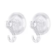 Catzon 2 Pcs Bathroom Clear Suction Hooks Reusable Vacuum Suction Cup Hook Multi-Use for Home