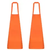 2pcs Plain Bib Aprons Washable Aprons Kitchen Cooking Aprons Orange