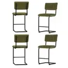 4x Bar Stools Kithen Dining Chairs Velvet Padded Stool Metal Green