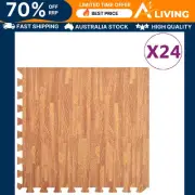 Floor Mats 24 pcs Wood Grain 8.64 m² EVA Foam Interlocking Tiles Home Deco 92460
