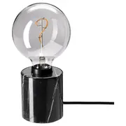 MARKFROST / MOLNART table lamp with light bulb, black/grey clear glass, 125 mm