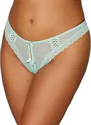 [Dreamgirl] Women's Dot Mesh Open Crotch Thong