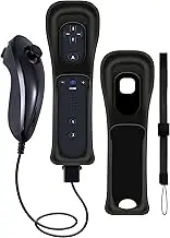 (Black) Remote Controller with Motion Plus for Wii/WII U, 2 in 1 Remote with Nunchuck Controller for Wii/WII U Console