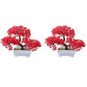2Pcs Artificial Plant Bonsai Plastic Small Tree Pot Fake Plant Flower2222