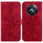 For Realme 12/12x 5G Case Wallet Flower Imprint Phone Cover with Foldable Stand