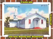 METAL SIGN - Massachusetts Postcard - Post Chapel, Fort Devens, Mass.