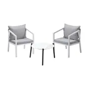 Livsip Outdoor Patio Setting 3PCS Furniture Lounge Set White 50cm Coffee Table