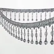 Tassel Fringe Trim, 3 Meter Beaded Pendant Tassel Fringe Hanging Crystal Beads Braid Fabric Edging Sewing Trims for DIY Curtain Lampshades(Grey)