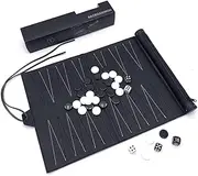 Roll-Up Travel Backgammon Games, Foldable Chess Board Games, PU Travel Game, Portable Lightweight Backgammon Game Set