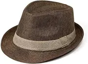 [NICEYEA] Fedora Hat for Men Women Classic Trilby Sun Hat Summer Sun Shade Hat Short Brim Jazz Gentleman Straw Hat Panama Beach Cap Costume Accessories Gifts