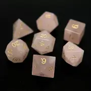 Natural Rose Quartz Gemstone Dice Set of7 DND RPG Table-top Board Game Accessory