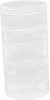 Cylinder Stackable Container Box 5 Layer Storage for Beauty Craft Supplies Jewelry Secure Lids
