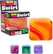NeeDoh Nice Cube Swirl- Squishy Colourful Stress Toy, Soft & Stretchy Fidget for Sensory Play, Swirled Ice Cube-Inspired Design, Stress Relief for Kids & Adults, Fun Collectible, Assorted Colours