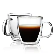 Set of 2 5.4oz Double Wall Cappuccino Mugs Insulated Espresso Cups with Handles