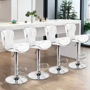 4x ALFORDSON Bar Stools Triangle Motif White