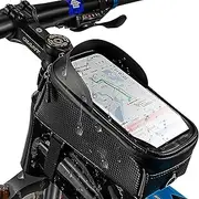 Holwim Bicycle Frame Bag, Waterproof Mobile Phone Case with Reflective Design and TPU Touchscreen for Smartphones up to 7 Inches, Top Tube Bag for Mountain Bikes, Road Bikes, Ebikes