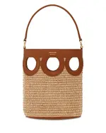 Ferragamo Gancini Frame Raffia Bucket Bag