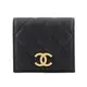 CHANEL 金色螺旋CC Logo 荔枝牛皮釦式零錢袋二折短夾(黑色) AP3519 B13703 94305