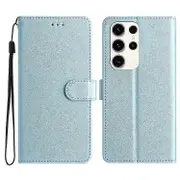 For Samsung Galaxy S25 Ultra Wallet Case Leather Folio Phone Cover Magnetic Clasp-rose Gold Sky Blue