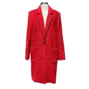 Zac Posen Giselle Coat in Cosmic Crimson Red Melange Wool Blend Size 10