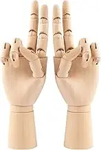 Framendino, 2 Pack 7" Flexible Wood Hand Model Wooden Mannequin Right Left Drawing Figure Artist Manikin Art Sketching Painting for Home Office Desk Decoration
