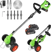 Cordless Foldable Grass Trimmer – Electric Strimmer with 100-127cm Telescopic Shaft, 2×21V Batteries, 3 Blade Types, for Garden, Lawn, Yard and Bush Trimming