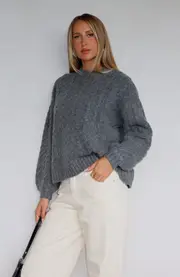 So Many Times Knit Sweater Charcoal