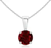 [Angara] Natural Classic Round Ruby Solitaire Pendant Necklace in Sterling Silver/10ct/14ct Solid Gold for Women | July Birthstone Jewellery for Her