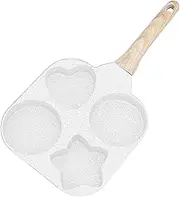 Egg Fry Mould Pan - Non-Stick - 4 - Cavity Pan, Breakfast Shaper, Compact Aluminium Cooking , Easy Grip Handle with Fun Mould Roast for Pancakes Sandwich - Hamburg Morning