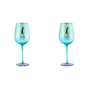 2x 60th Birthday 400ml Fluted Red Wine/Cocktail Glass Stemmed Drinkware Blue