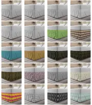Ambesonne Abstarct Waves Bedskirt Elastic Wrap Around Skirt Gathered Design