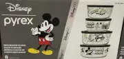 Pyrex Mickey & FrienDecorated Glass Storage Set, 8pc (4 Bowls+4 Lids) Disney 100
