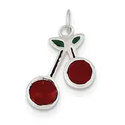 Sterling Silver Enameled Cherries Charm