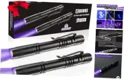 2 UV Light Flashlight 395nm Mini Pen Light with Clip, Waterproof 2 Pack Black