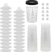 Master Paint System MPS Disposable Paint Spray Gun Cup Liners and Lid System, 25 Pack Large Size 27 Ounce (800ml) Kit - 25 Cup Liners, 25 Lids with Strainer, 1 Hard Cup with Retainer Ring and 10 Plugs